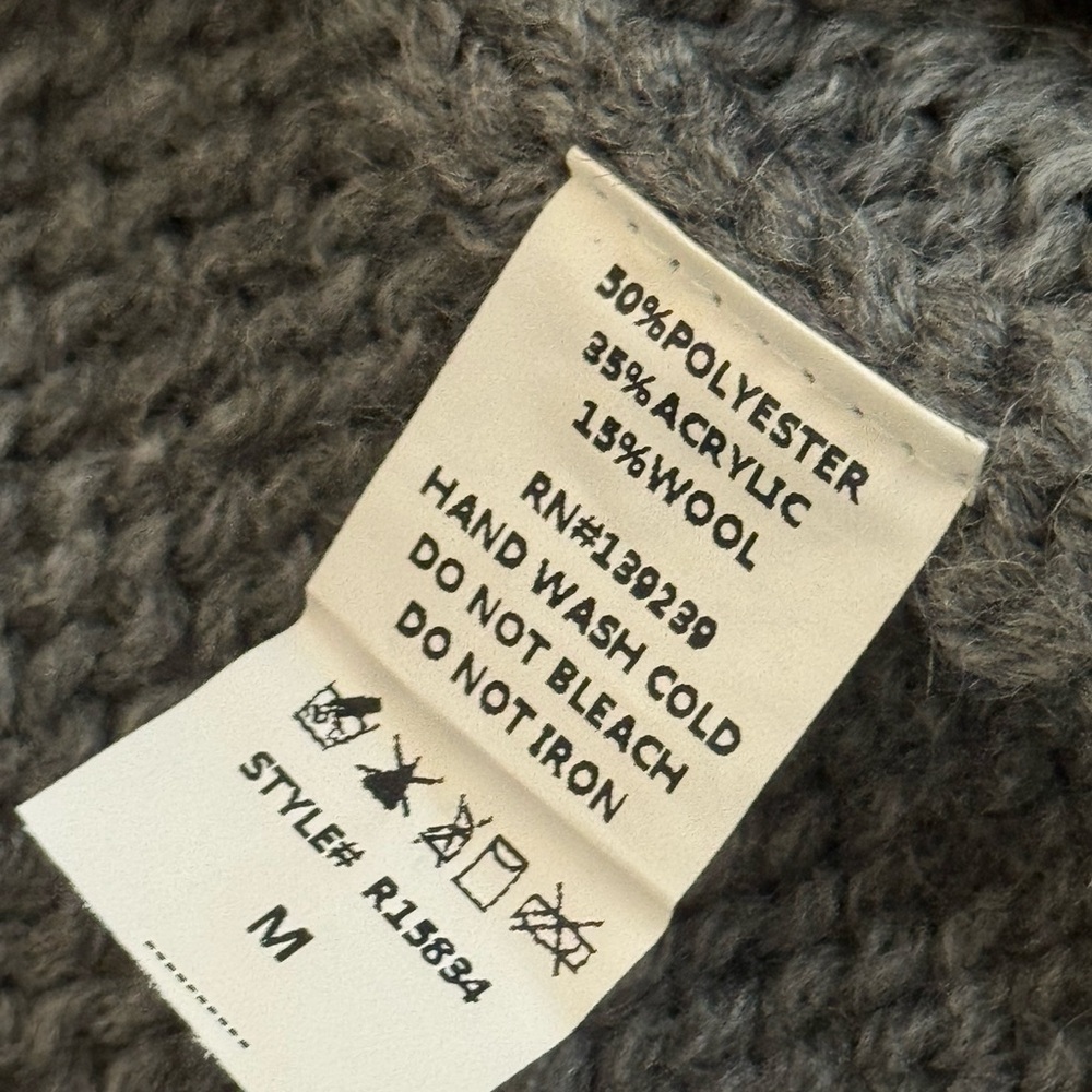 DO + BE chunky knit wool blend long sleeve cardigan sweater size medium gray - Picture 6 of 6